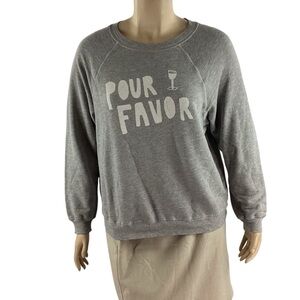 Wildfox Sommers “Pour Favor” Graphic Sweatshirt Gray Size L